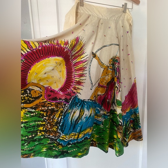 Vintage Hand-painted Mexican Circle Skirt - Picture 6 of 10